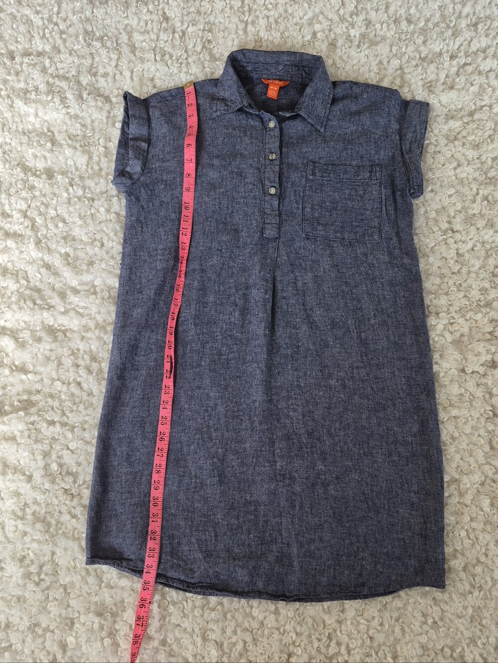 Joe Fresh Linen Shirt Dress Blue Medium Casual Boho Chambray Shift - Picture 7 of 9